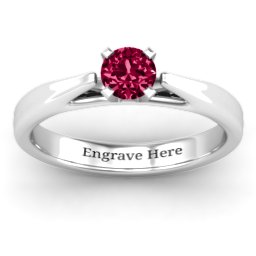 Ski Tip Solitaire Ring in 925 Sterling Silver with Ruby