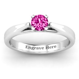 Ski Tip Solitaire Ring in 925 Sterling Silver with Pink Tourmaline