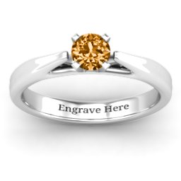 Ski Tip Solitaire Ring in 925 Sterling Silver with Citrine