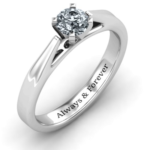 Ski Tip Solitaire Ring – Sterling Silver with Diamond