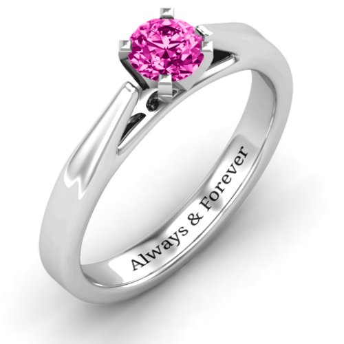 Ski Tip Solitaire Ring – Sterling Silver with Pink Tourmaline