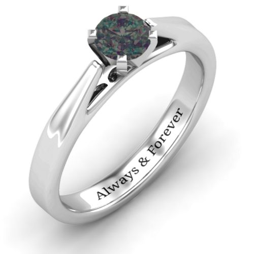 Ski Tip Solitaire Ring – Sterling Silver with Alexandrite