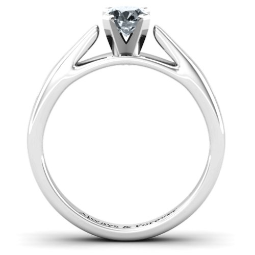 Ski Tip Solitaire Ring – Sterling Silver with Diamond