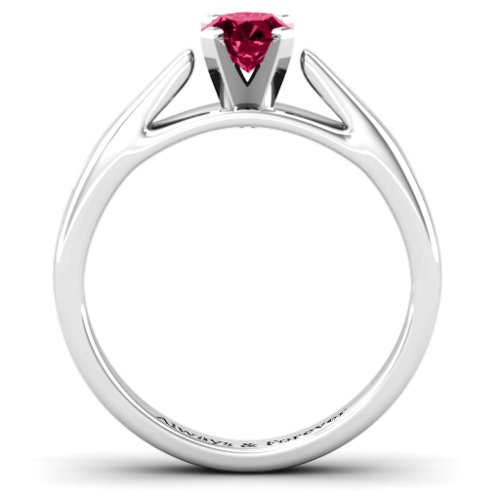 Ski Tip Solitaire Ring – Sterling Silver with Ruby
