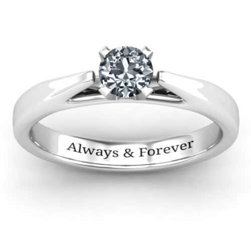 Ski Tip Solitaire Ring – Sterling Silver with Diamond
