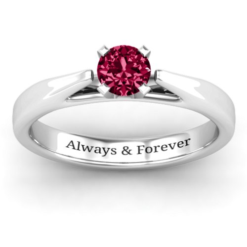 Ski Tip Solitaire Ring – Sterling Silver with Ruby