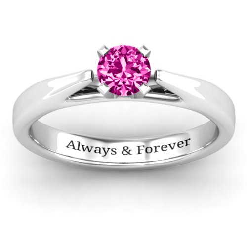Ski Tip Solitaire Ring – Sterling Silver with Pink Tourmaline