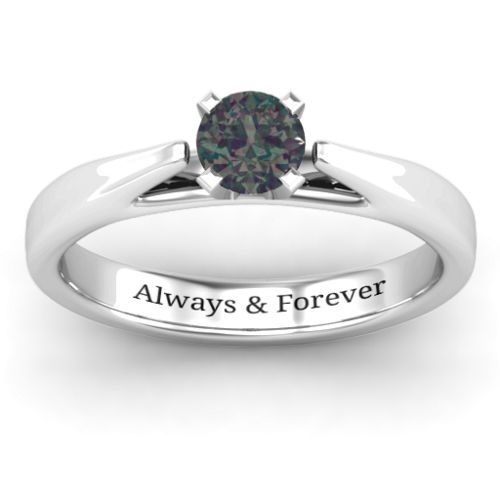 Ski Tip Solitaire Ring – Sterling Silver with Alexandrite