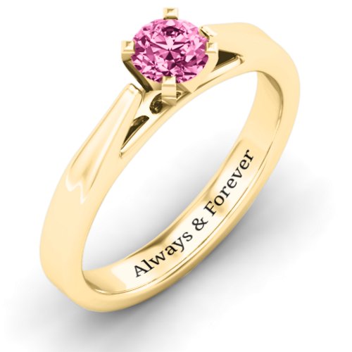 Ski Tip Solitaire Ring – 10K Yellow Gold with Pink Tourmaline
