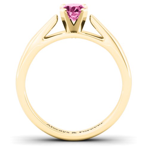 Ski Tip Solitaire Ring – 10K Yellow Gold with Pink Tourmaline