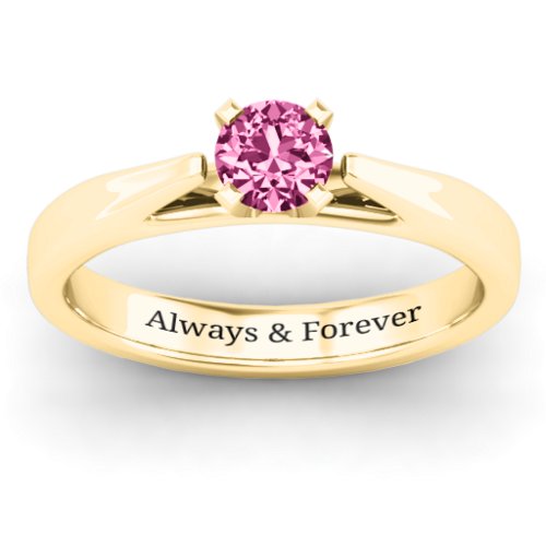 Ski Tip Solitaire Ring – 10K Yellow Gold with Pink Tourmaline