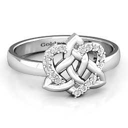 Celtic Heart Ring in 925 Sterling Silver with White Premium Zirconia