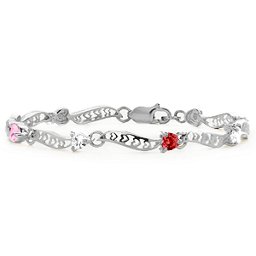 Embedded Hearts 1-8 Stones Bracelet