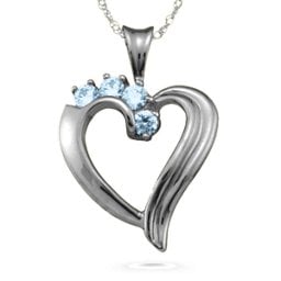Elegant 2-6 Stones Heart Pendant