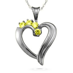 Elegant 2-6 Stones Heart Pendant