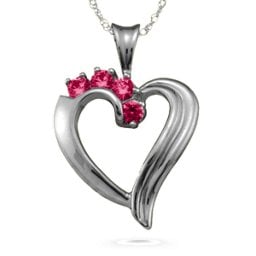 Elegant 2-6 Stones Heart Pendant