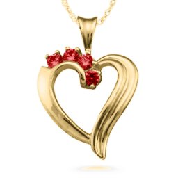 Elegant 2-6 Stones Heart Pendant