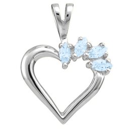 Heart Pendant with 2-7 Marquise