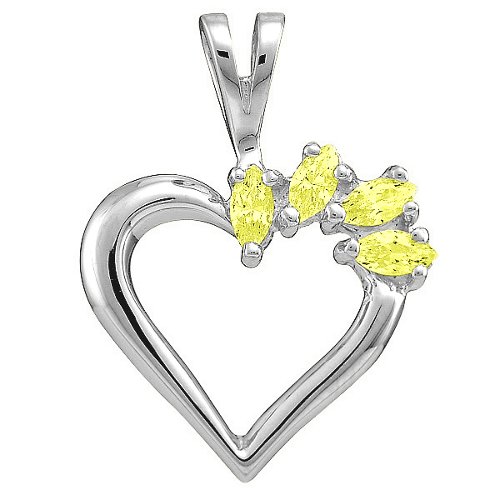 Heart Pendant with 2-7 Marquise