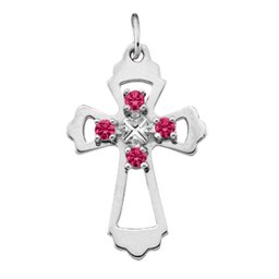"Seraphim" Angel Birthstone Cross Pendant
