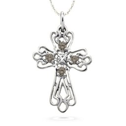 Contoured Cross Pendant with 2-6 Stones