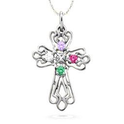 Contoured Cross Pendant with 2-6 Stones