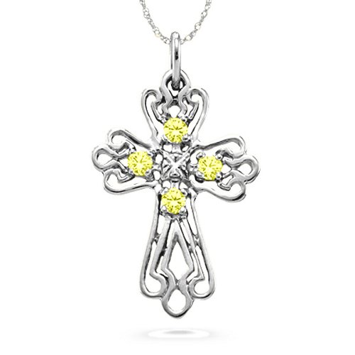 Contoured Cross Pendant with 2-6 Stones