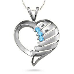 "Filas" Heart Pendant with 1-6 Stones in 925 Sterling Silver with Blue Topaz