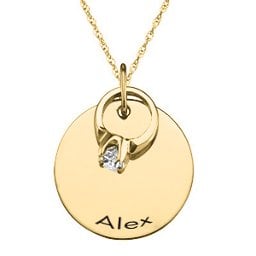 "Petit" Ring on Engraved Charm Pendant