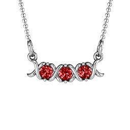2-5 Stone Hugs and Kisses XOXO Pendant in 925 Sterling Silver with Garnet, Blue Sapphire, and Citrine