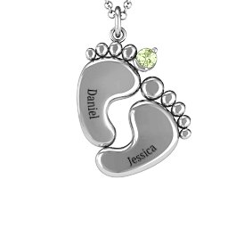 Toe-tally In Love Engravable Birthstone Footprint Pendant