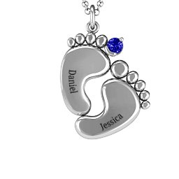Toe-tally In Love Engravable Birthstone Footprint Pendant