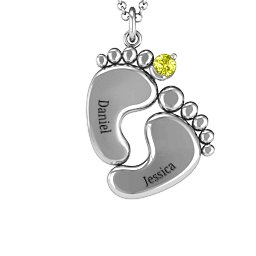 Toe-tally In Love Engravable Birthstone Footprint Pendant