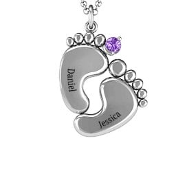 Toe-tally In Love Engravable Birthstone Footprint Pendant