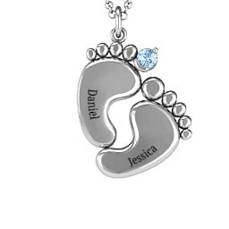 Toe-tally In Love Engravable Birthstone Footprint Pendant