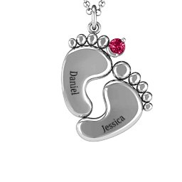 Toe-tally In Love Engravable Birthstone Footprint Pendant