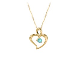 Twist Petit Heart Pendant in 18K Gold Plated Silver with Mint Premium Zirconia