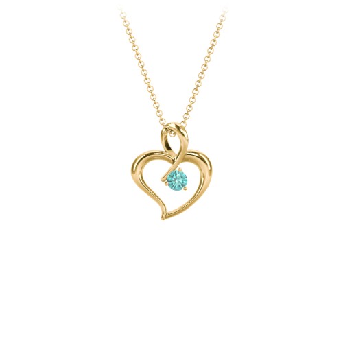 Twist Petit Heart Pendant – 18K Gold Plated Silver with Mint Premium Zirconia