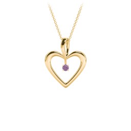 Single Stone Heart Pendant in 18K Gold Plated Silver with Amethyst
