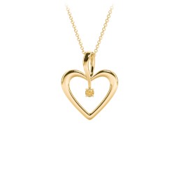 Single Stone Heart Pendant in 18K Gold Plated Silver with Citrine