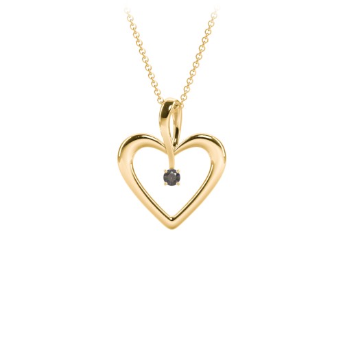 Single Stone Heart Pendant – 18K Gold Plated Silver with Smokey Quartz