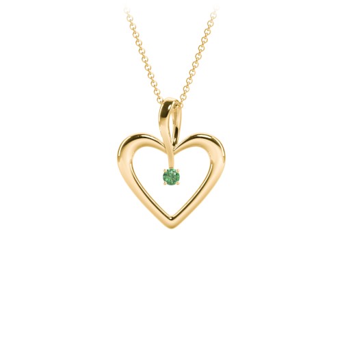 Single Stone Heart Pendant – 18K Gold Plated Silver with Emerald