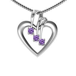 Triple Stone Heart Pendant