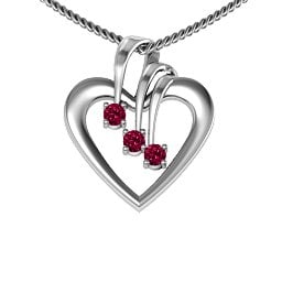 Triple Stone Heart Pendant