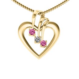 Triple Stone Heart Pendant