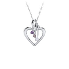 Triple Stone Heart Pendant – 18K Gold Plated Silver with Amethyst, Alexandrite, and Lavender Premium Zirconia