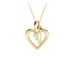 Triple Stone Heart Pendant in 18K Gold Plated Silver with Peridot
