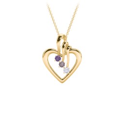 Triple Stone Heart Pendant in 18K Gold Plated Silver with Amethyst, Alexandrite, and Lavender Premium Zirconia