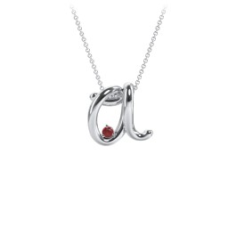 A to Z Initial Pendant with Birthstone in 925 Sterling Silver with Garnet