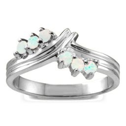 Grooved Collage 3-8 Stones Ring